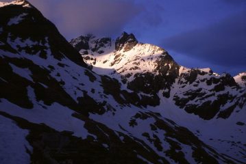 tramonto sul Pizzo Redorta dal Rifugio Baroni (22-5-1999)