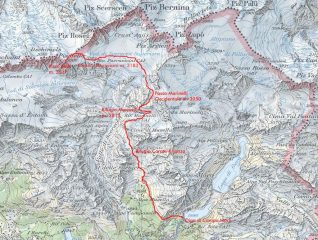 cartina tratta da CNS Piz Bernina in scala 1:25000