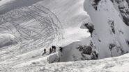 L'uscita dal canalone vista dalla vetta del Pizzo