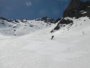 lunghissimo tratto di discesa su neve primaverile