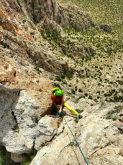 La prima calata dal masso.