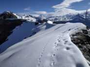 Le due cime e l'articolata cresta che le collega.