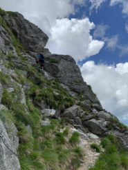 Cavo di ferro sulla via normale in discesa