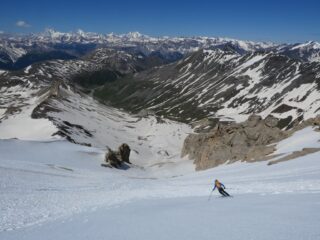 Lo splendido canalone ovest dopo il tratto iniziale più ripido