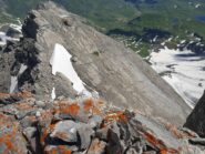 uno sguardo in basso al Canalone dello Sci Ripido