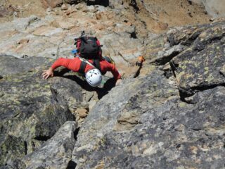 in uscita dal tratto di arrampicata