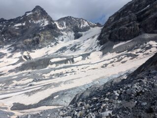 Vista del ghiacciaio da poco sopra il Rifugio