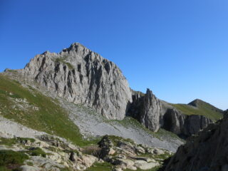 La cima S del Chiamossero e il Passo del Diavolo a destra