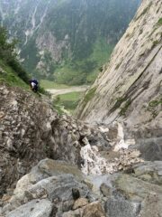 Accesso sconsigliato dal canale franoso