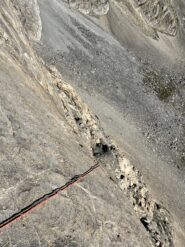 La calata dal chiave che porta alla sosta di calata degli ometti