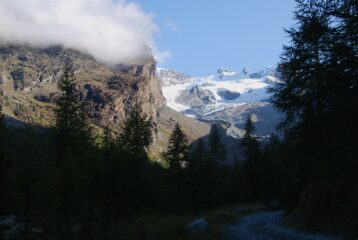 Il Rosa che appare allo sbarco del sentiero 8B sulla sterrata a Pian di Verra inf.