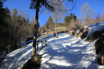 sentiero innevato dopo i casoni abbandonati