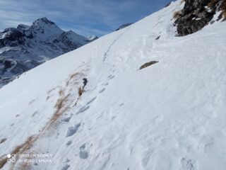 unico traverso passato su neve poco raccomandabile